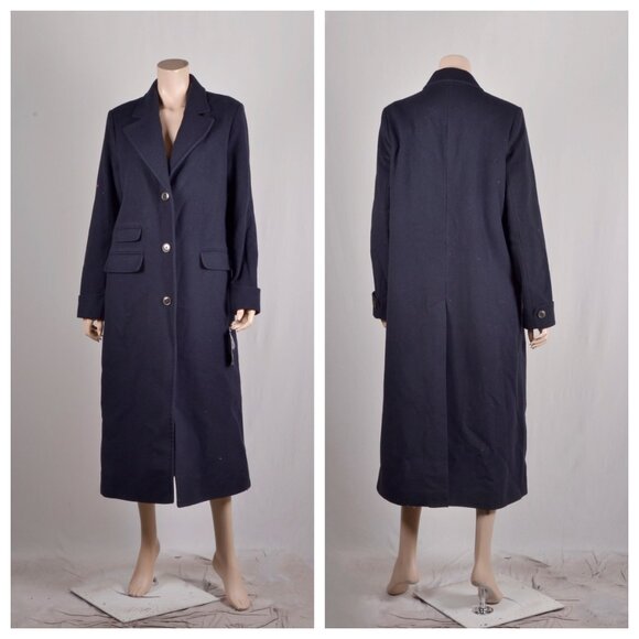 Lauren Ralph Lauren Wool & Cashmere Blend Long Coat in Regal Navy - Picture 2 of 4